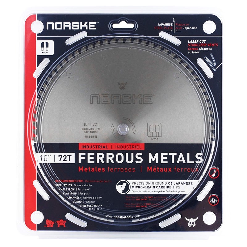 Norske Tools NCSBI558 10 inch 72T Ferrous Metal Cutting Saw Blade Industrial Quality Made of Japanese Steel 5/8" Bore - Image 1